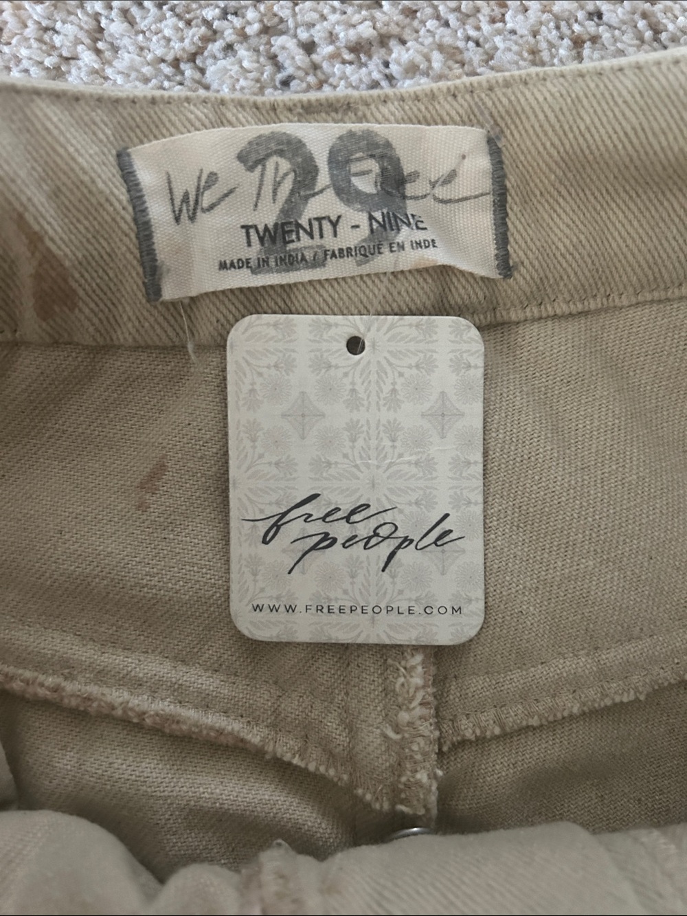 Free People NWT Zuri Cream Crochet Mom Button Fly Boho Jeans Pants **Size 29** 🌸 - Picture 11 of 11
